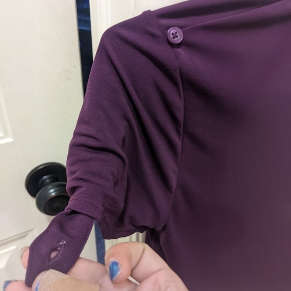 Purple Sheer Women's Button Up Blouse - Picture 5 of 5